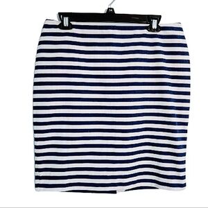 Talbots Blue White Stripe  Cotton Pencil Skirt 10 Petite